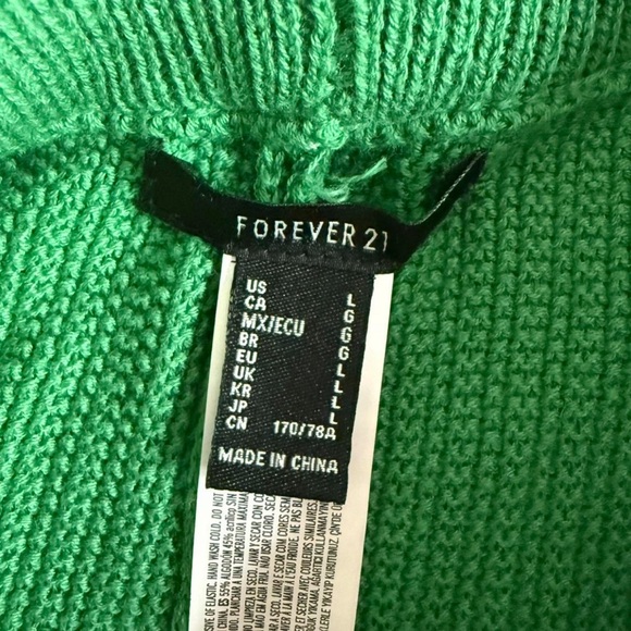 Green forever 21 knit wide leg pants size large NWT - Picture 3 of 4